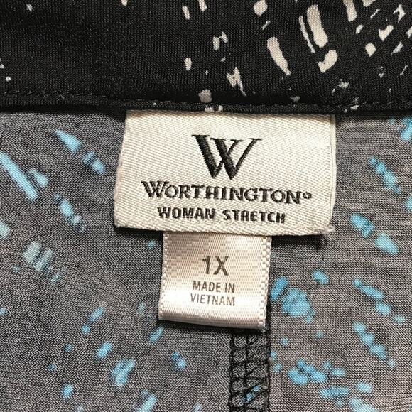 Worthington Abstract Print V-Neck 3/4 Sleeve Stretch Blouse 1X - Picture 4 of 6